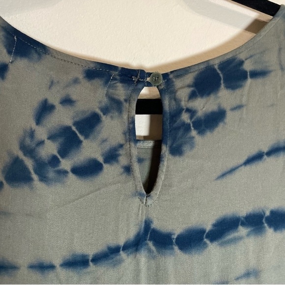 ANTHROPOLOGIE Dolan Eliska Tie-Dye Modest Oversized Dress Moss Green/Blue Sz. M - Picture 8 of 11